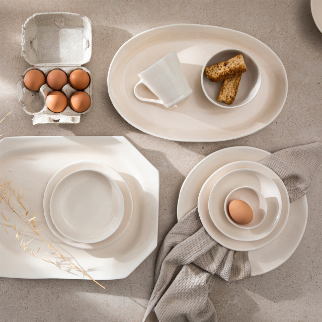 Mervyn Gers Glazed Stoneware Dinner Plates, Set of 4 - Alabaster Product Lifestyle