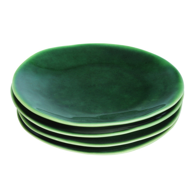 Mervyn Gers Glazed Stoneware Dinner Plates, Set of 4 Fig Green