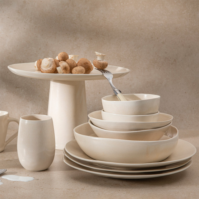Mervyn Gers Glazed Stoneware Dinner Plates, Set of 4 - Alabaster Product Lifestyle