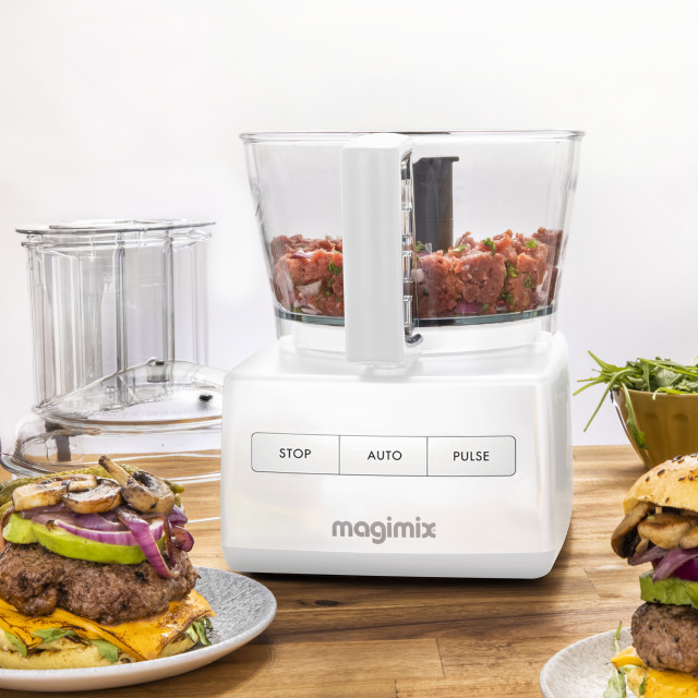 Magimix Compact 950W Food Processor, 4200XL - White on the table