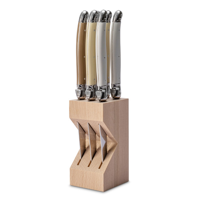 Laguiole by Andre Verdier Steak Knife Set with Stand, 6-Piece - Desert angle