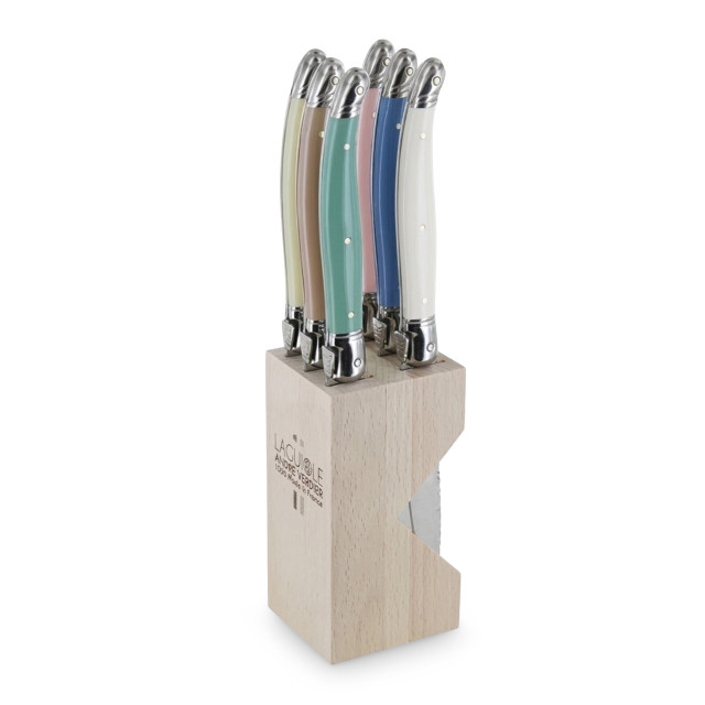 Laguiole by Andre Verdier Steak Knife Set with Stand, 6-Piece - Pale