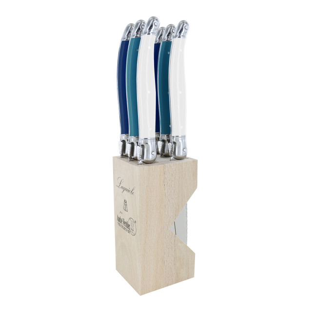 Laguiole by Andre Verdier Steak Knife Set with Stand, 6-Piece - Ocean