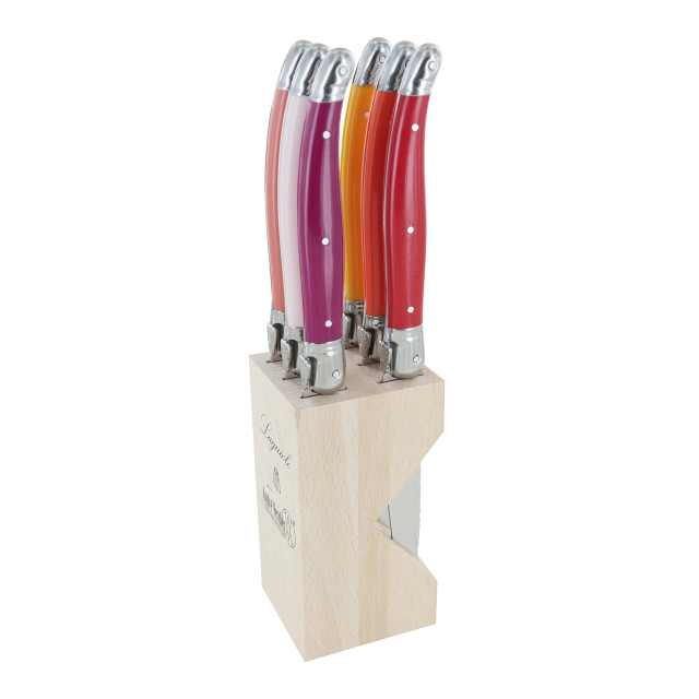 Laguiole by Andre Verdier Steak Knife Set with Stand, 6-Piece - Crepuscule