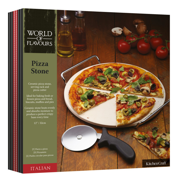 KitchenCraft Pizza Stone Set, 32cm