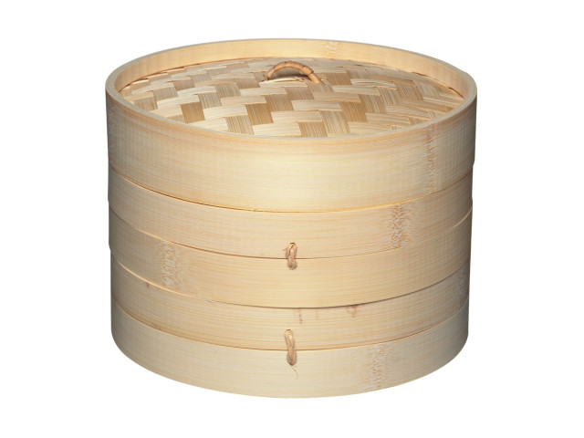 KitchenCraft Two Tier 20cm Bamboo Steamer With Lid