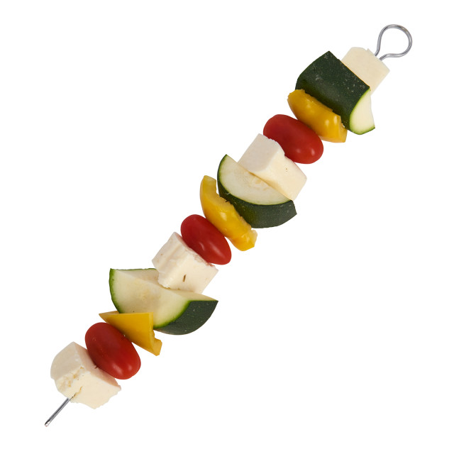 KitchenCraft Flat Sided Skewers, Set of 6 30cm Product with Mixed Veg
