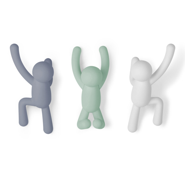 Umbra Buddy Moulded Wall Hooks, Set of 3 - Green Multi