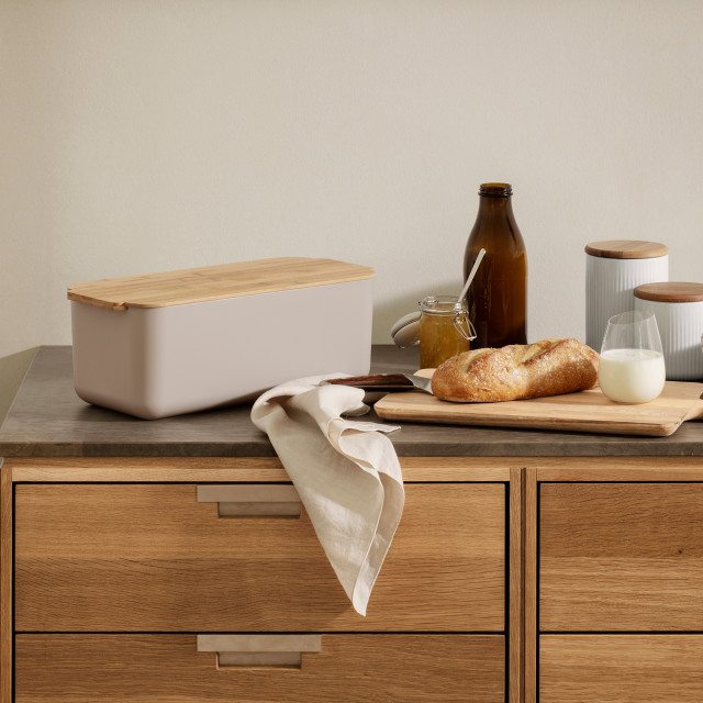 Eva Solo Bread Bin - Sand in use
