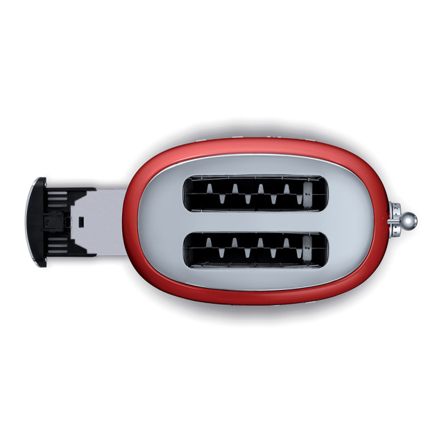 Smeg Retro 950W 2 Slice Toaster, Red top view