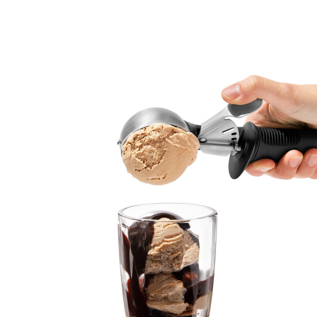 OXO Good Grips Trigger Ice Cream Scoop in use