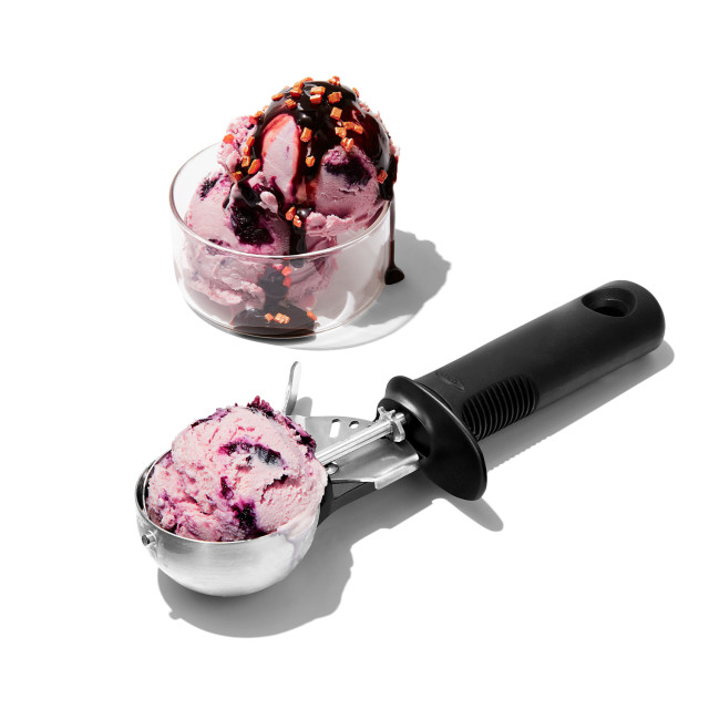 OXO Good Grips Trigger Ice Cream Scoop in use