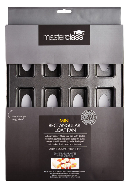 MasterClass 12 Hole Non Stick Mini Loaf Pan with Loose Bases