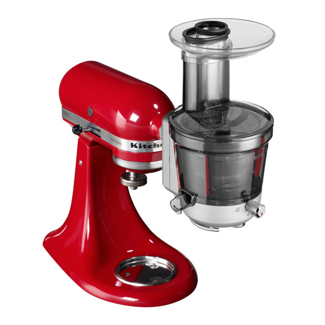 KitchenAid Stand Mixer Maximum Extraction Slow Juicer and Sauce Attachment angle on the Stand