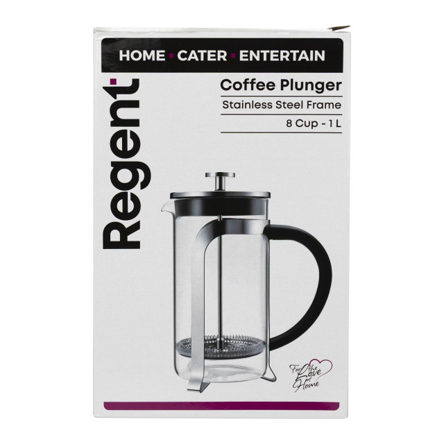 Regent Coffee Plunger with Chrome Frame - 8 Cup