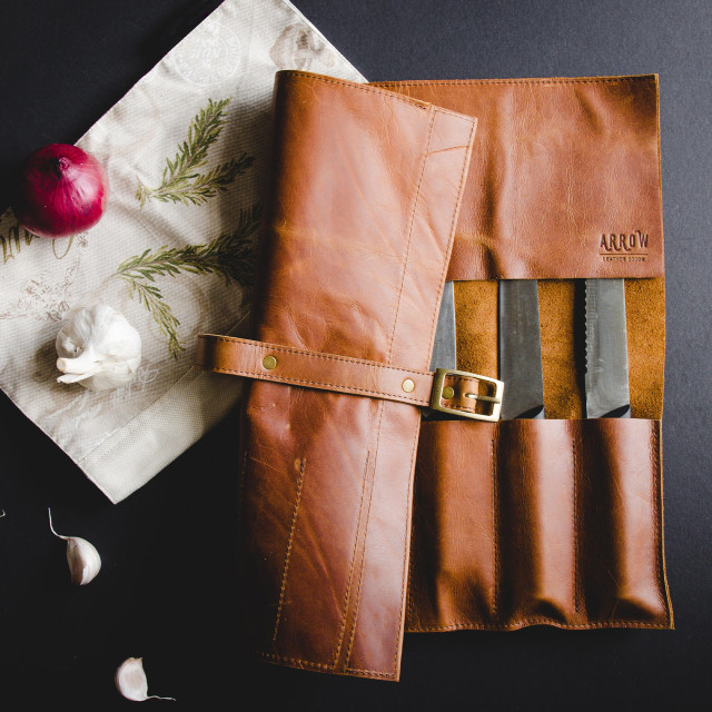 Lifestyle image of Arrow Leather Goods Knife Roll Bag