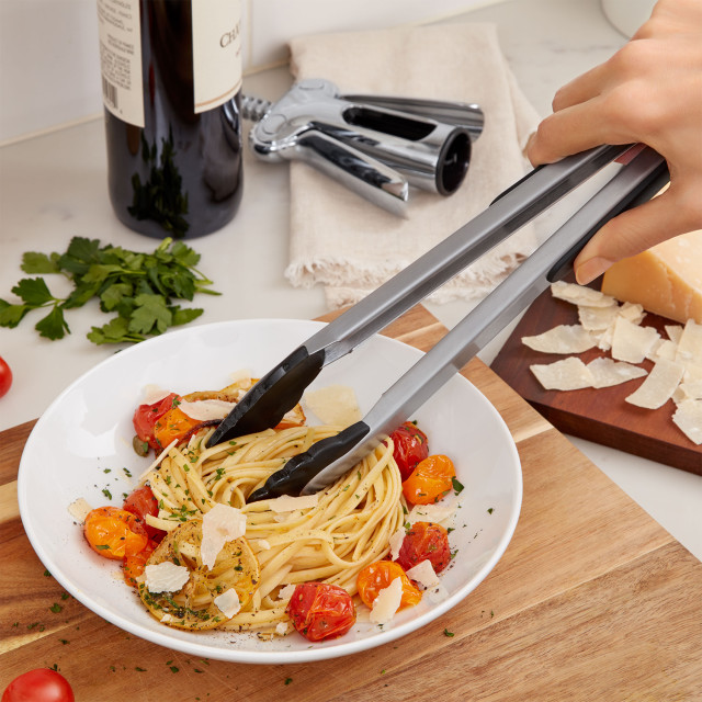 OXO Good Grips Silicone Tongs 30cm in use