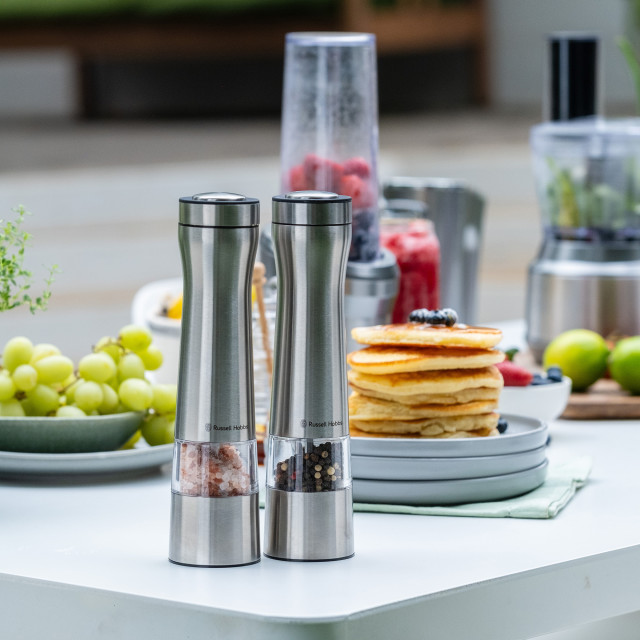 Russell Hobbs Illuminated Battery Operated Salt & Pepper Mills Stainless Steel