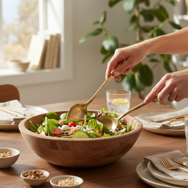 Nicolson Russell Buddha Titanium Salad Servers, Set of 2