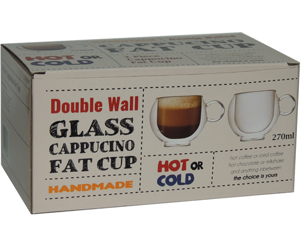 NOVA Fanel Double Walled Glass Cappuccino/Tea Cups, Set of 2