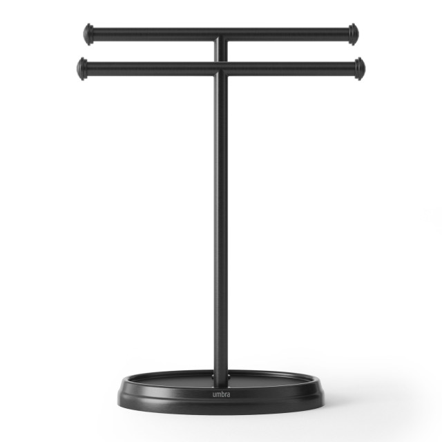 Umbra Palm Double Hand Towel Holder - Black Front View