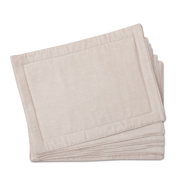 DSA Table Linen Specialists Natural Earth Stone Rectangular Fabric Placemats, Set of 6