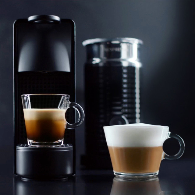 Lifestyle image of Nespresso Essenza Bundle Mini Automatic Espresso Machine with Aeroccino Milk Frother