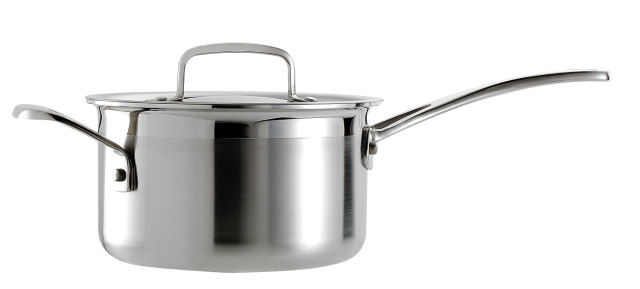 Angle image of Le Creuset 3 Ply Stainless Steel Saucepan with Lid