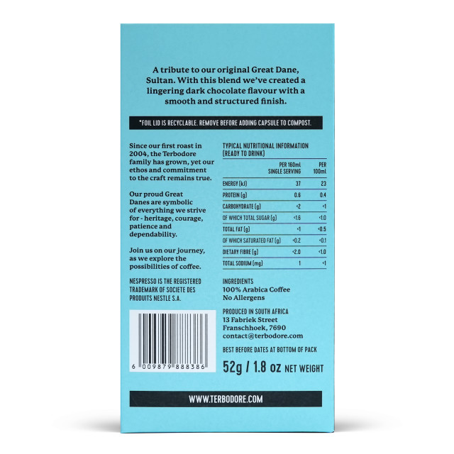 Terbodore The Great Dane Coffee Capsules, Pack of 10