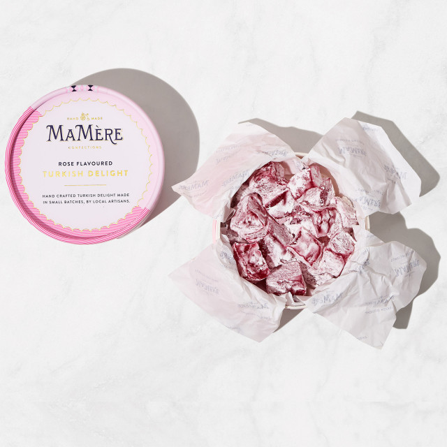 Ma Mere Confections Turkish Delight Gift Box on the kitchen counter
