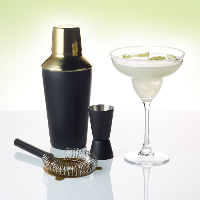 KitchenCraft BarCraft Three Piece Cocktail Set with a cocktail glass