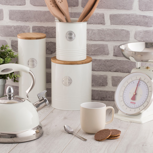 Typhoon Living Utensil Holder - Cream in use