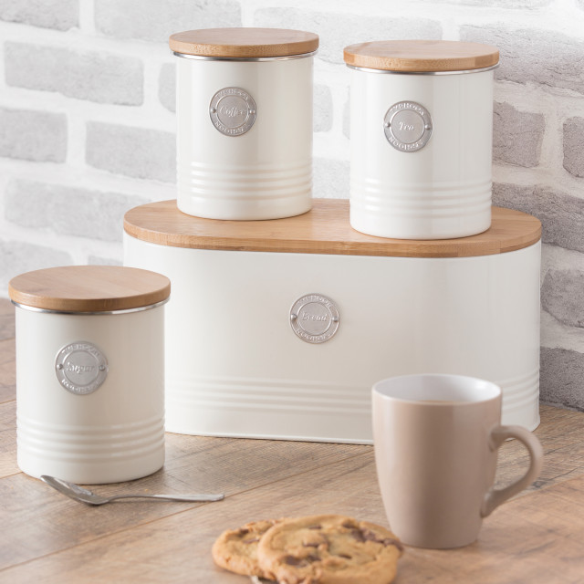 Typhoon Living Bread Bin - Cream in use