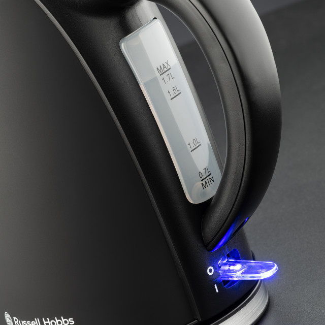Russell Hobbs Cordless Kettle, 1.8 Litre Matte black switch detail