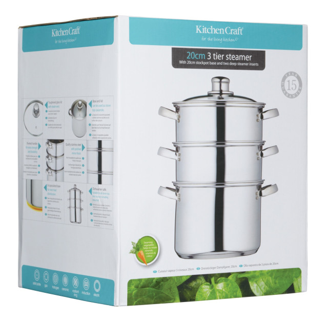 KitchenCraft Stainless Steel Three Tier Steamer