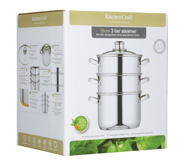 KitchenCraft Stainless Steel Three Tier Steamer