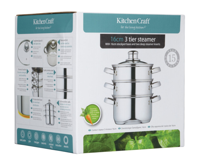 KitchenCraft Stainless Steel Three Tier Steamer