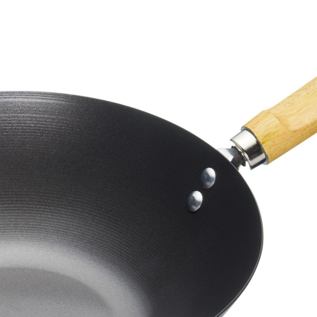 KitchenCraft Carbon Steel Non-Stick Wok 12 detail