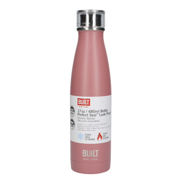 Built Double Walled Stainless Steel Water Bottle, 480ml -Powder Pink