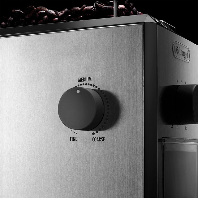 DeLonghi Burr Coffee Grinder, KG79 - Stainless Steel detail
