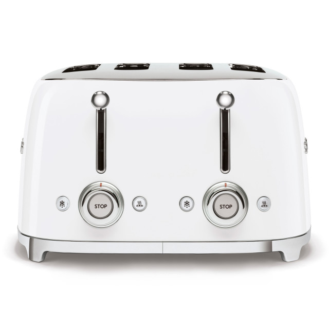 Smeg Retro 2000W 4 Slice Square Toaster, White front view