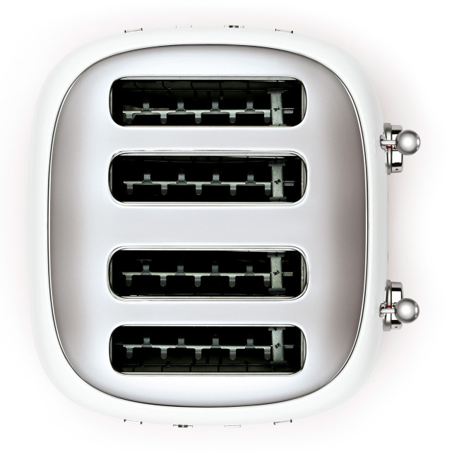 Smeg Retro 2000W 4 Slice Square Toaster, White top view