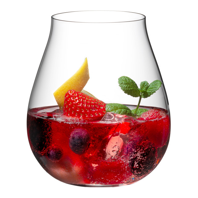 Riedel O Gin & Cocktail Glasses, Set of 4 with a strawberry flavoured drink