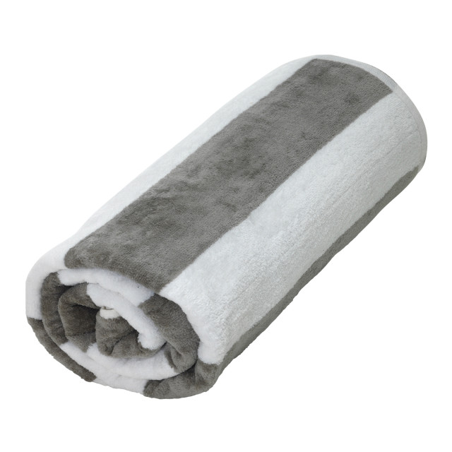 Terry Lustre Velour Striped Pool Towel - Cement Product Image