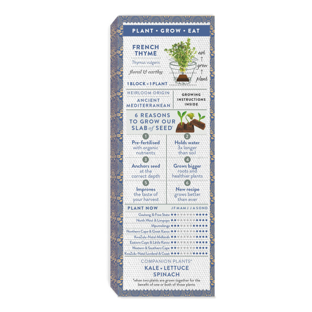 Sow Delicious Planting Chocolate Pure Thyme packaging back