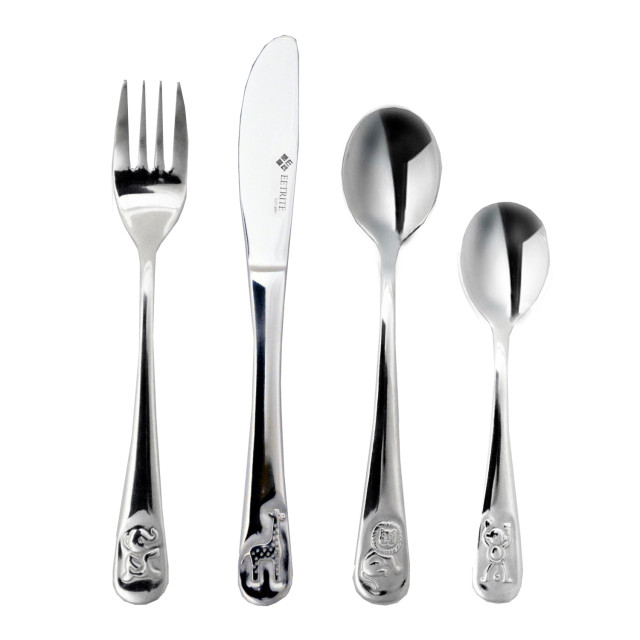 Eetrite Stainless Steel Kids Cutlery Set, 4-Piece - Safari