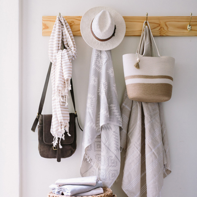 The Cotton Company Kelim Turkish Towel with summer hats and bags