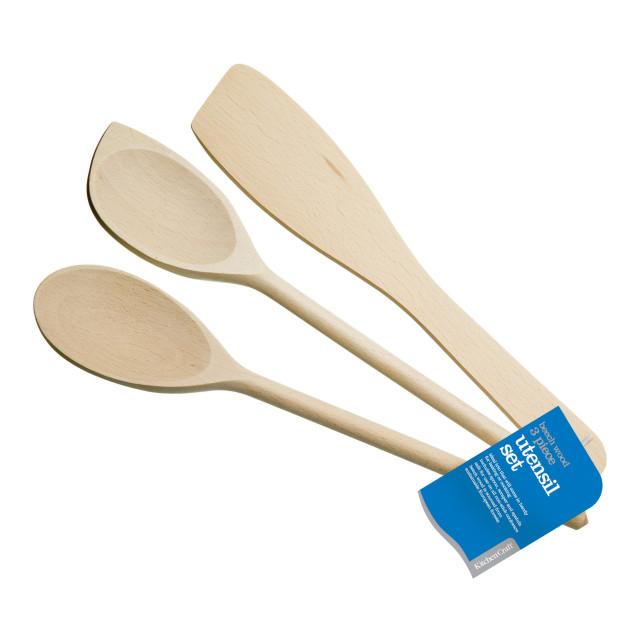 KitchenCraft Beech Wood Utensils, Set of 3