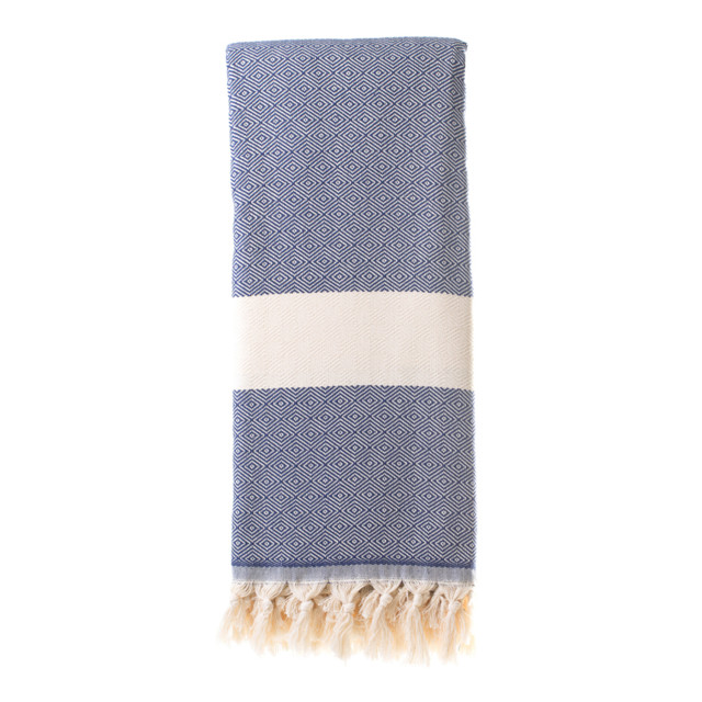 The Cotton Company Dimanta Turkish Throw - Navy