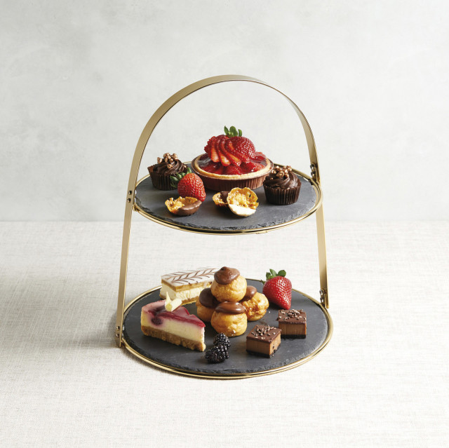 KitchenCraft Artesa Two Tier Brass Cake Stand